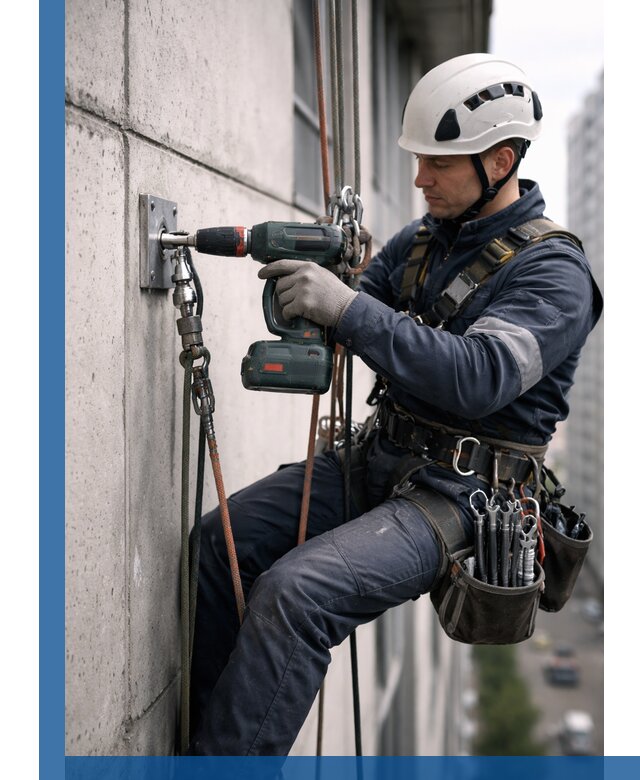 Установка анкерных точек для высотных работ в Владимире